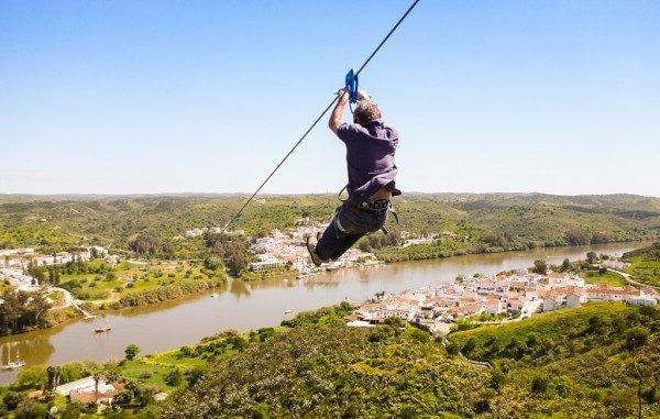 An international zip line between Spain and Portugal