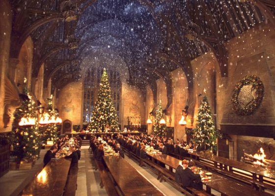 cena di natale di harry potter sala grande hogwarts londra