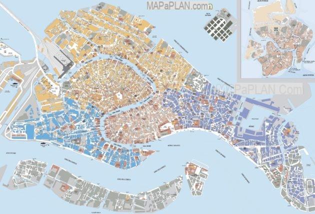 Cartes et plans détaillés de Venise