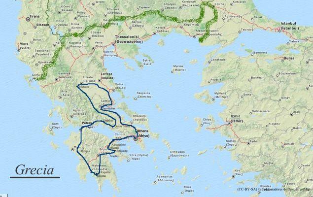 Rotas do itinerário na Grécia 10 dias