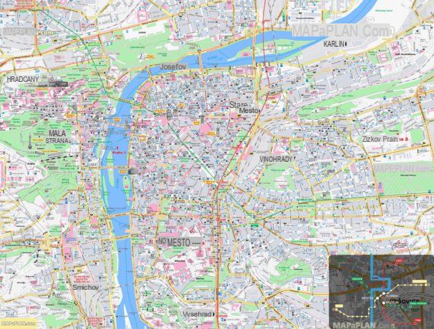 Mapas e planos detalhados de Praga